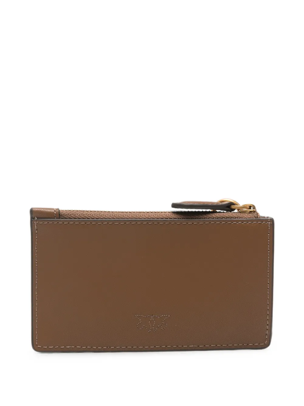 PINKO Airone Love Birds leather card holder Bruin
