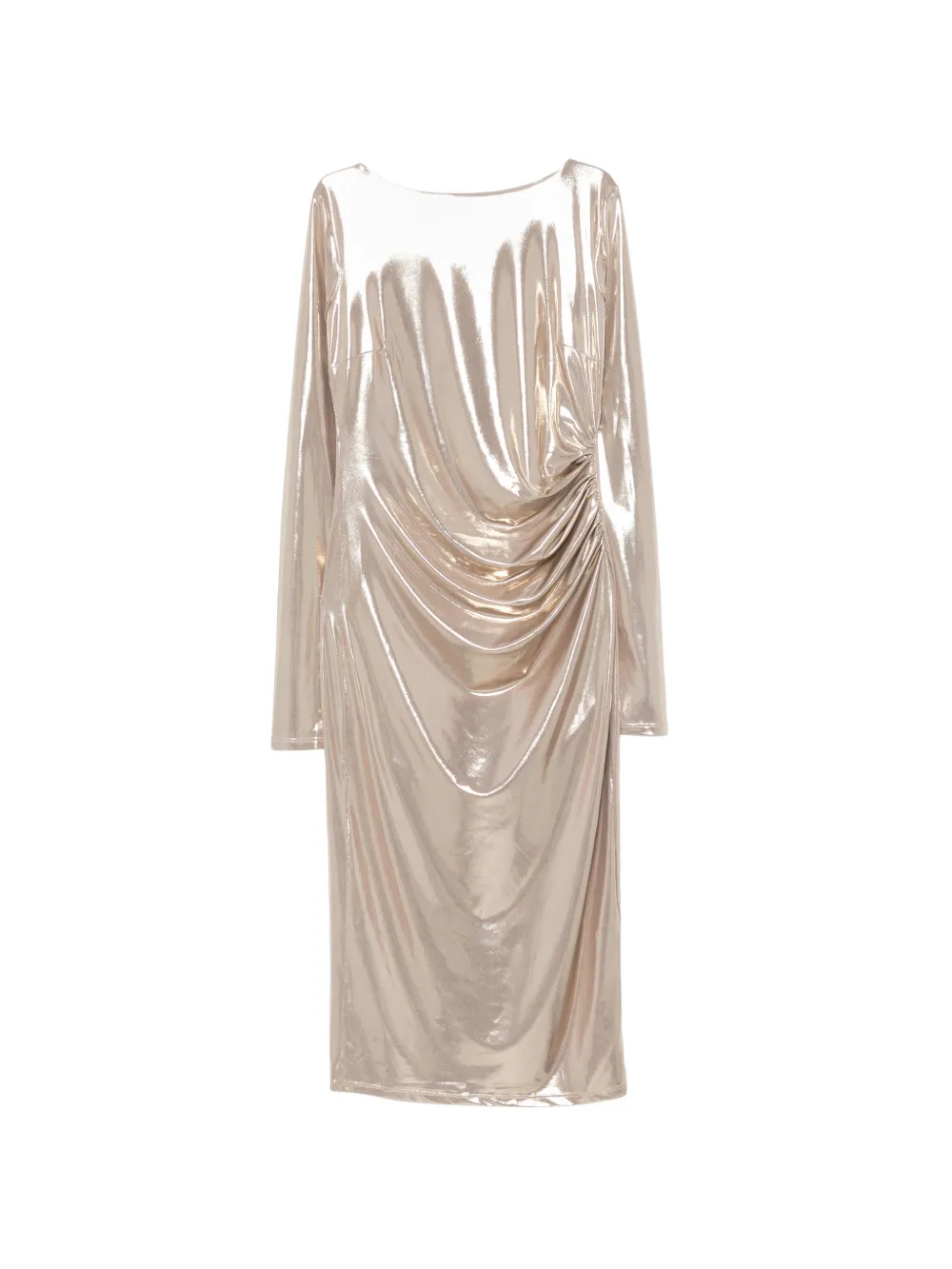 Patrizia Pepe metallic-effect ruched midi dress - Or