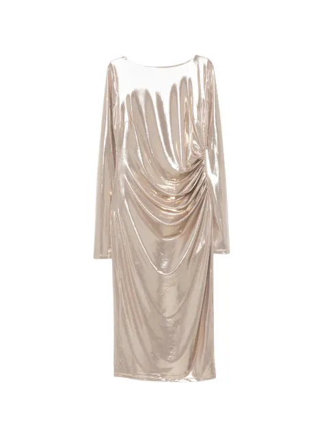 Patrizia Pepe vestido midi fruncido con efecto metalizado