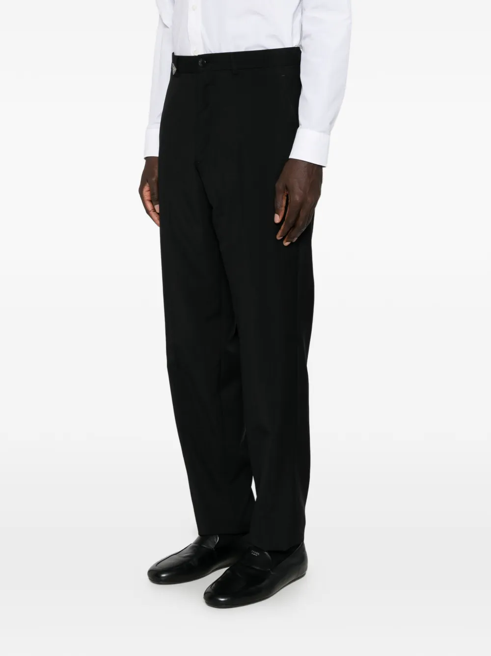 Prada triangle logo-plaque tailored trousers Zwart