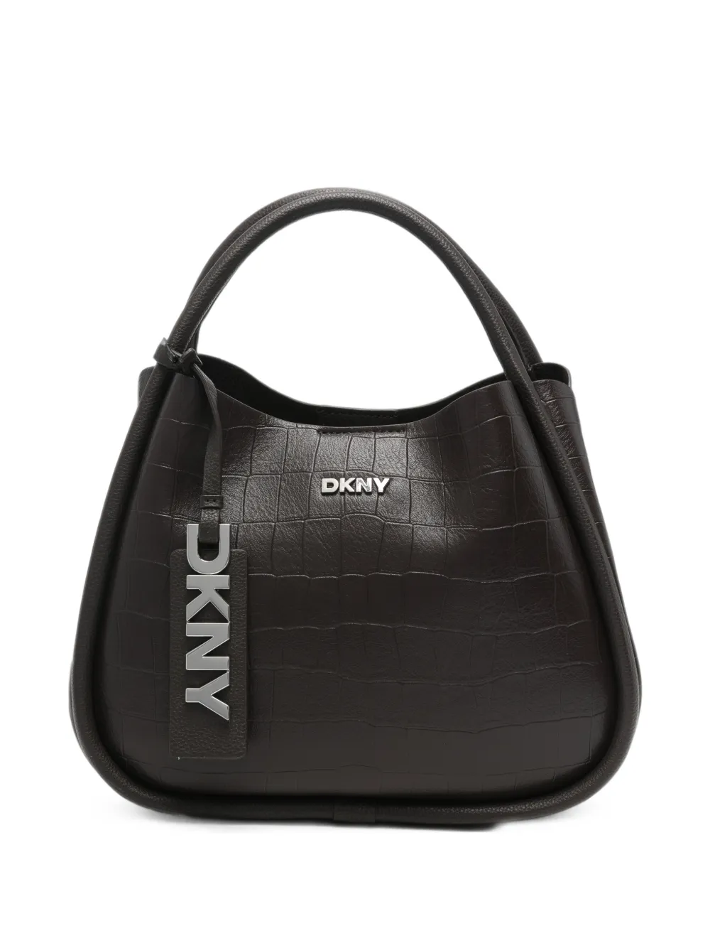 DKNY croc-effect logo-tag tote bag