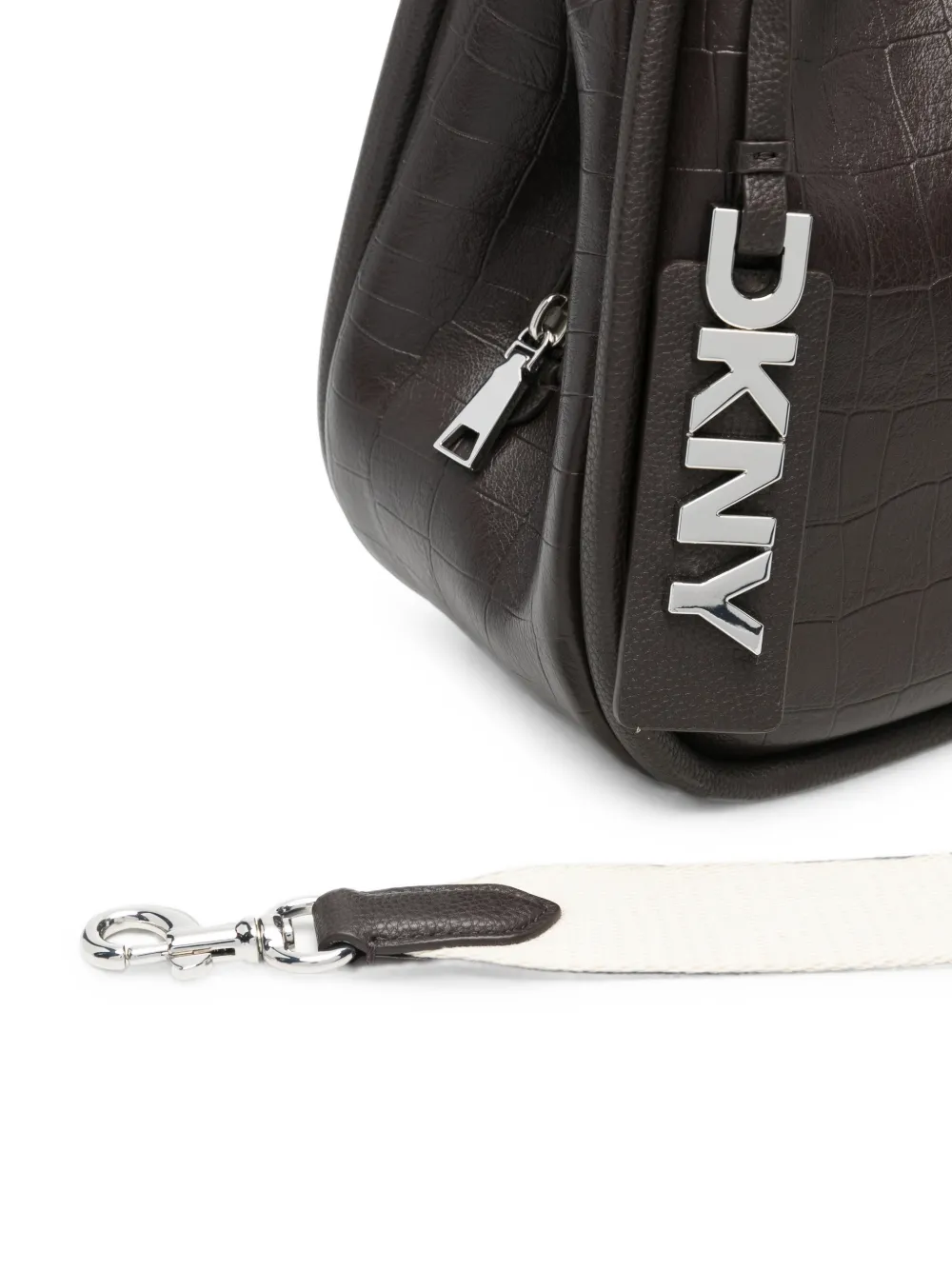 DKNY Shopper met krokodillen-reliëf en logo-label Bruin