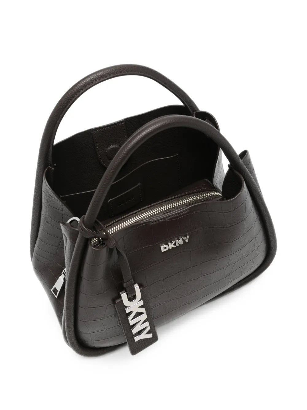 DKNY Shopper met krokodillen-reliëf en logo-label Bruin