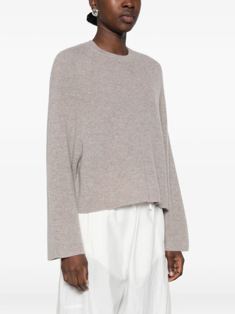 Ftc Ribgebreide trui met raglan mouwen Beige