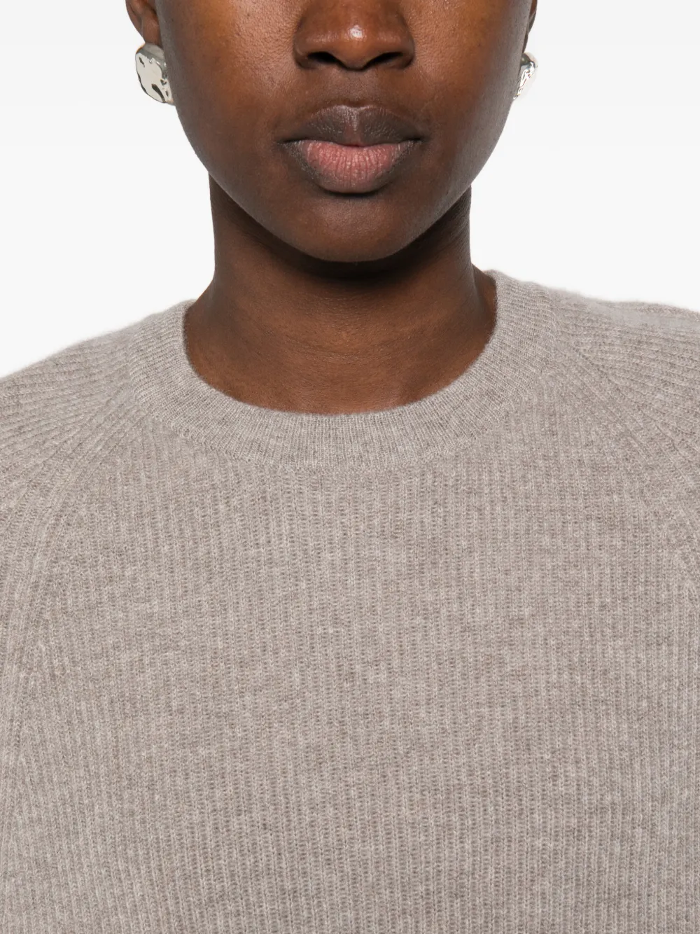 Ftc Ribgebreide trui met raglan mouwen Beige