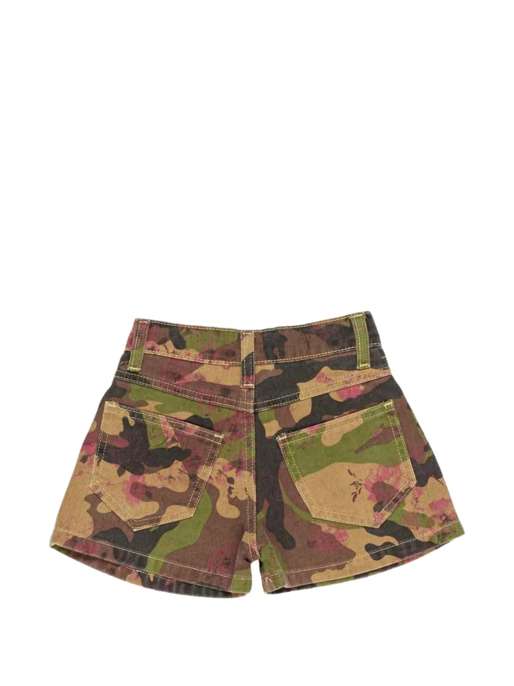Miss Grant Kids Denim shorts verfraaid met stras en camouflageprint Groen