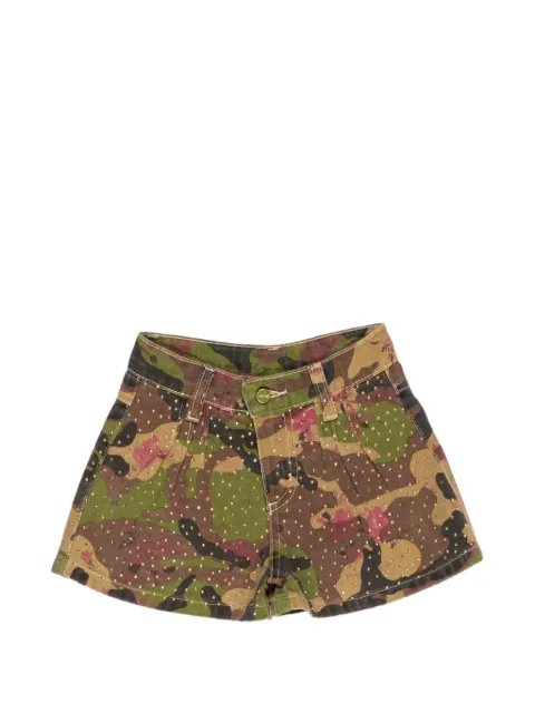 Miss Grant Kids camouflage-print rhinestone-embellished denim shorts