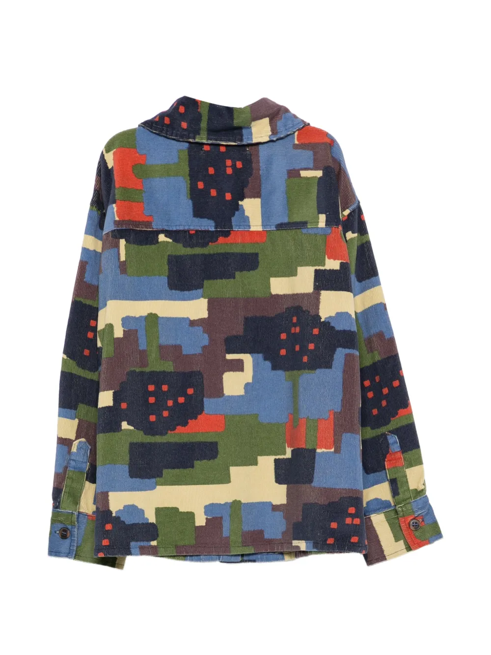 Bobo Choses Ribfluwelen shirt met geometrische print Blauw