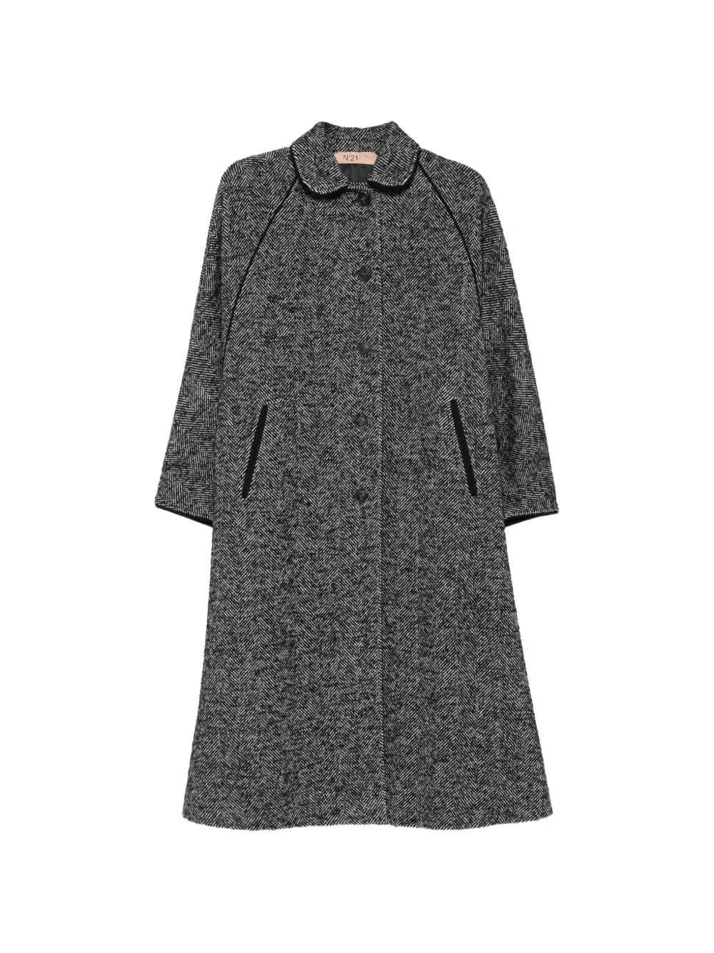 Nº21 herringbone-pattern coat - Nero