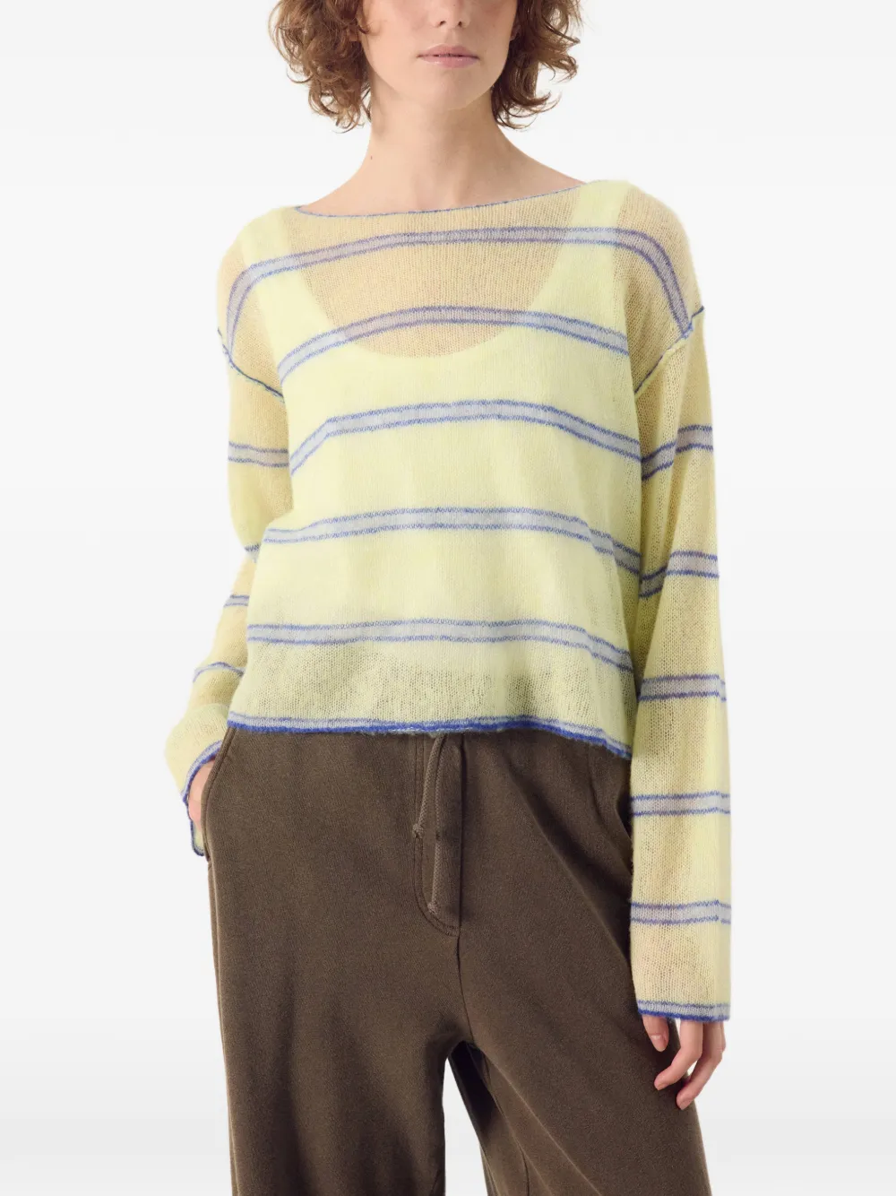 American Vintage Bodyrow striped openwork sweater Groen