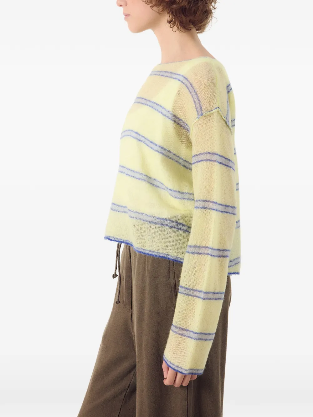 American Vintage Bodyrow striped openwork sweater Groen