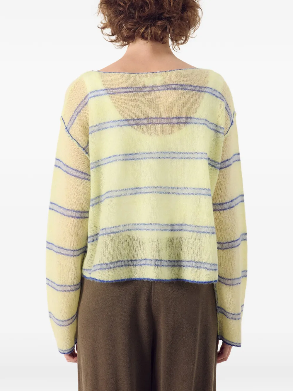 American Vintage Bodyrow striped openwork sweater Groen