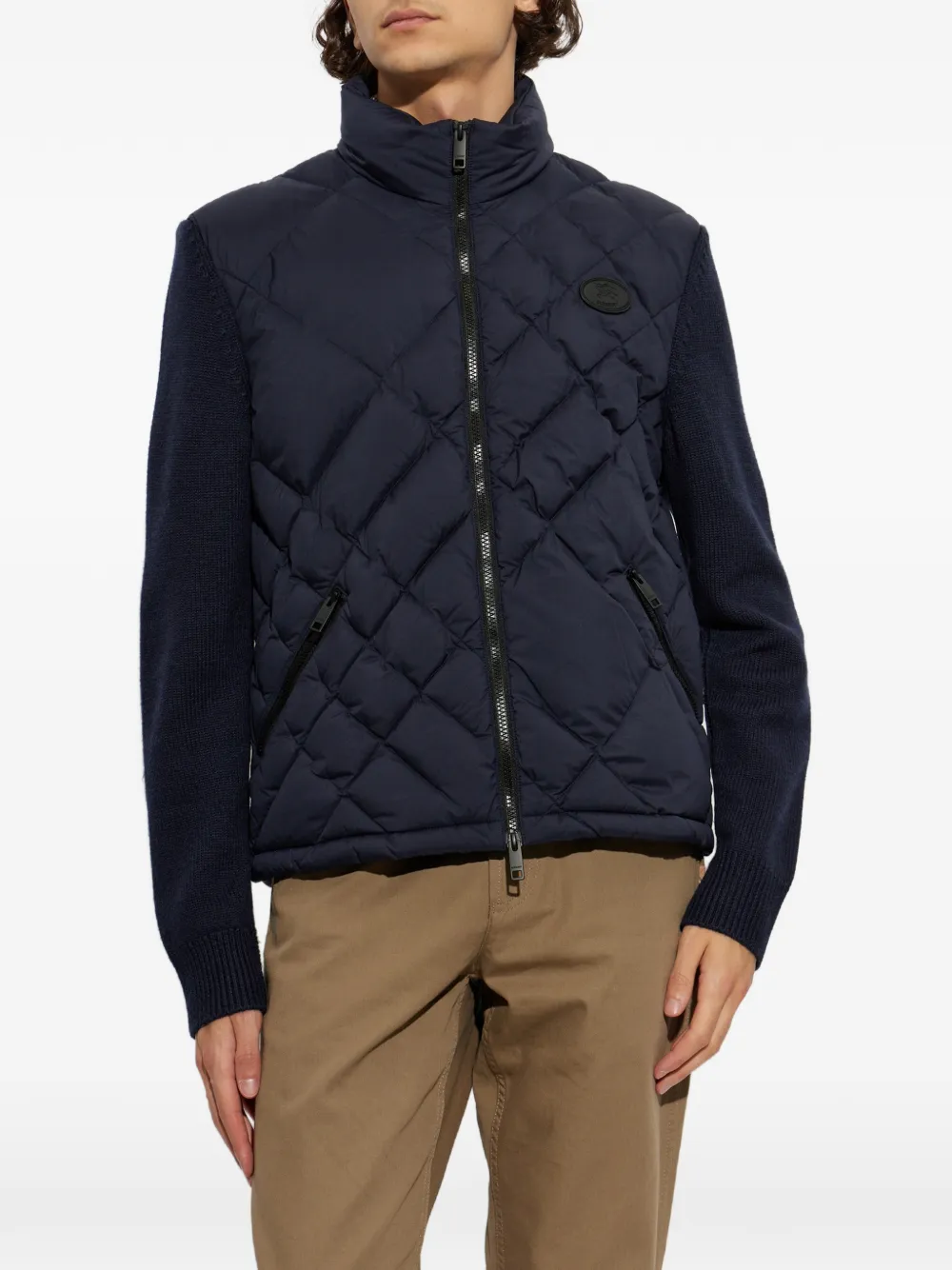 Burberry Dunsbury panelled puffer jacket Blauw