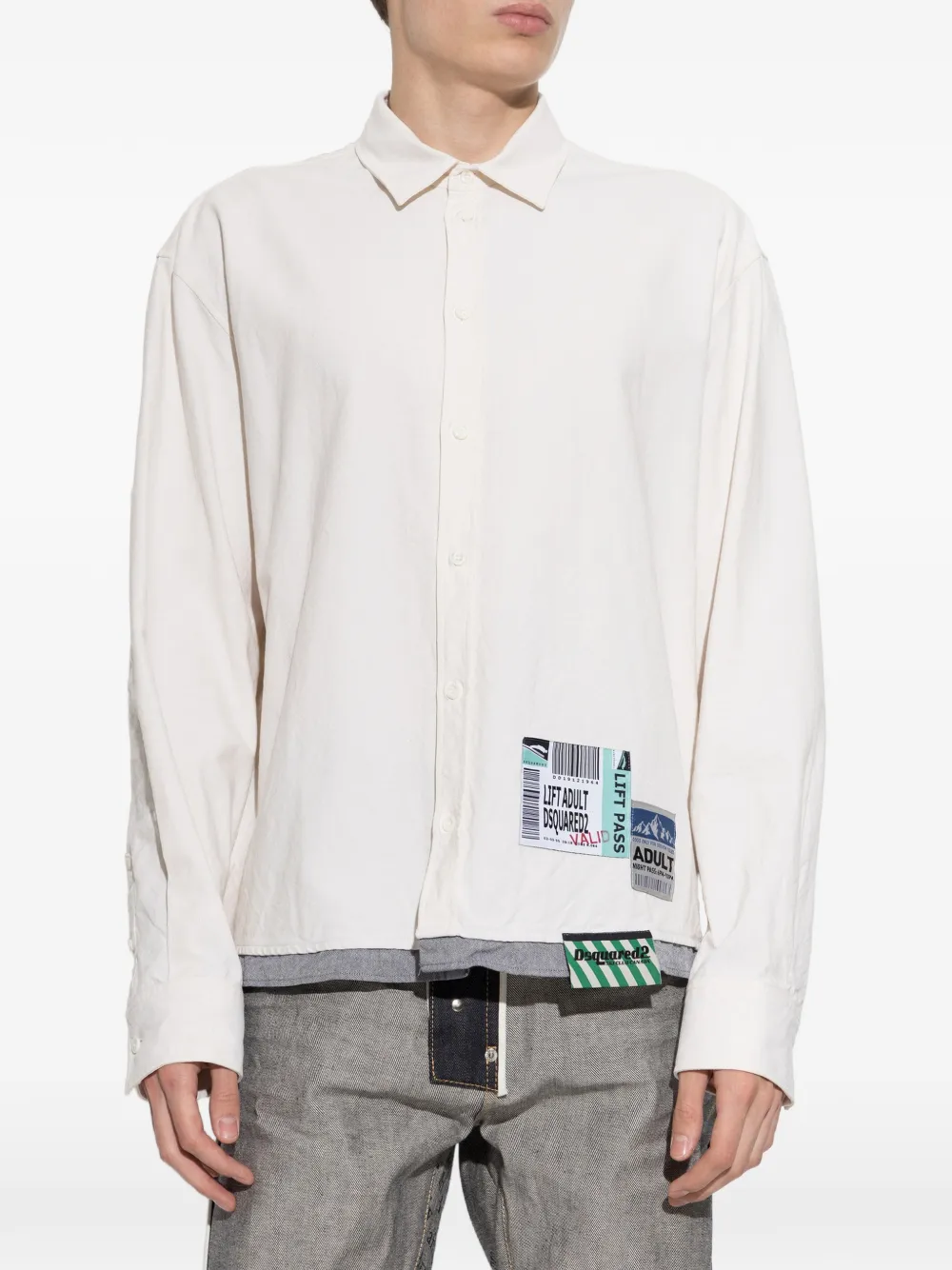 DSQUARED2 logo-patch layered-effect shirt Wit
