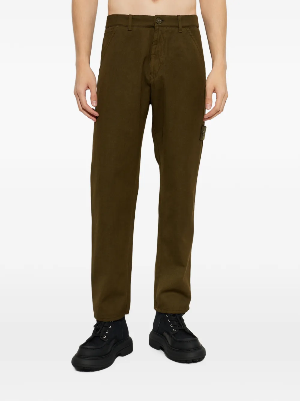 Stone Island 3100025 Ghost logo-patch trousers Groen