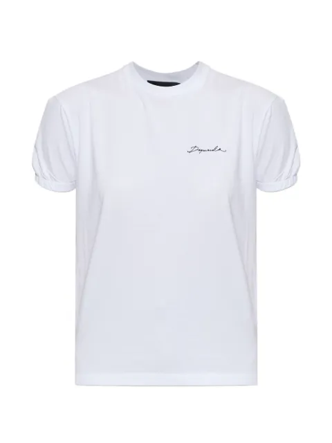 DSQUARED2 logo-embroidered puff-sleeve T-shirt