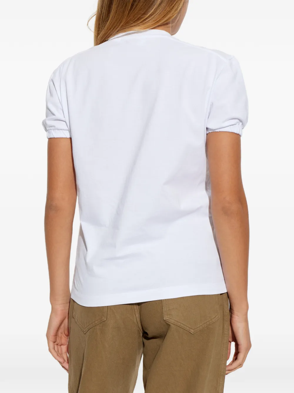 DSQUARED2 logo-embroidered puff-sleeve T-shirt Wit