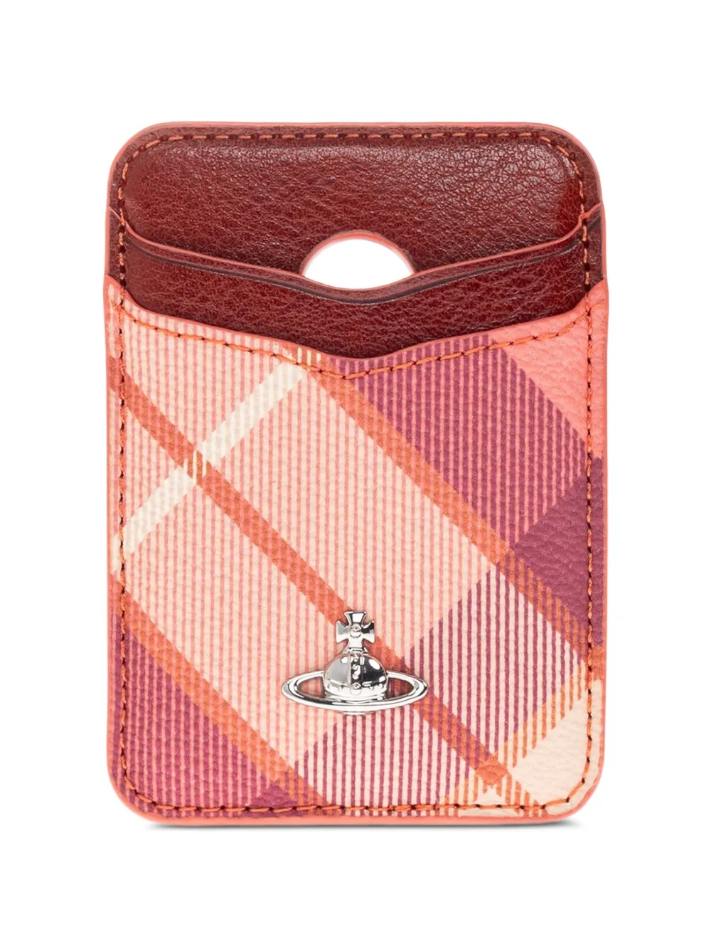 Vivienne Westwood Orb plaid leather card holder - Rosa