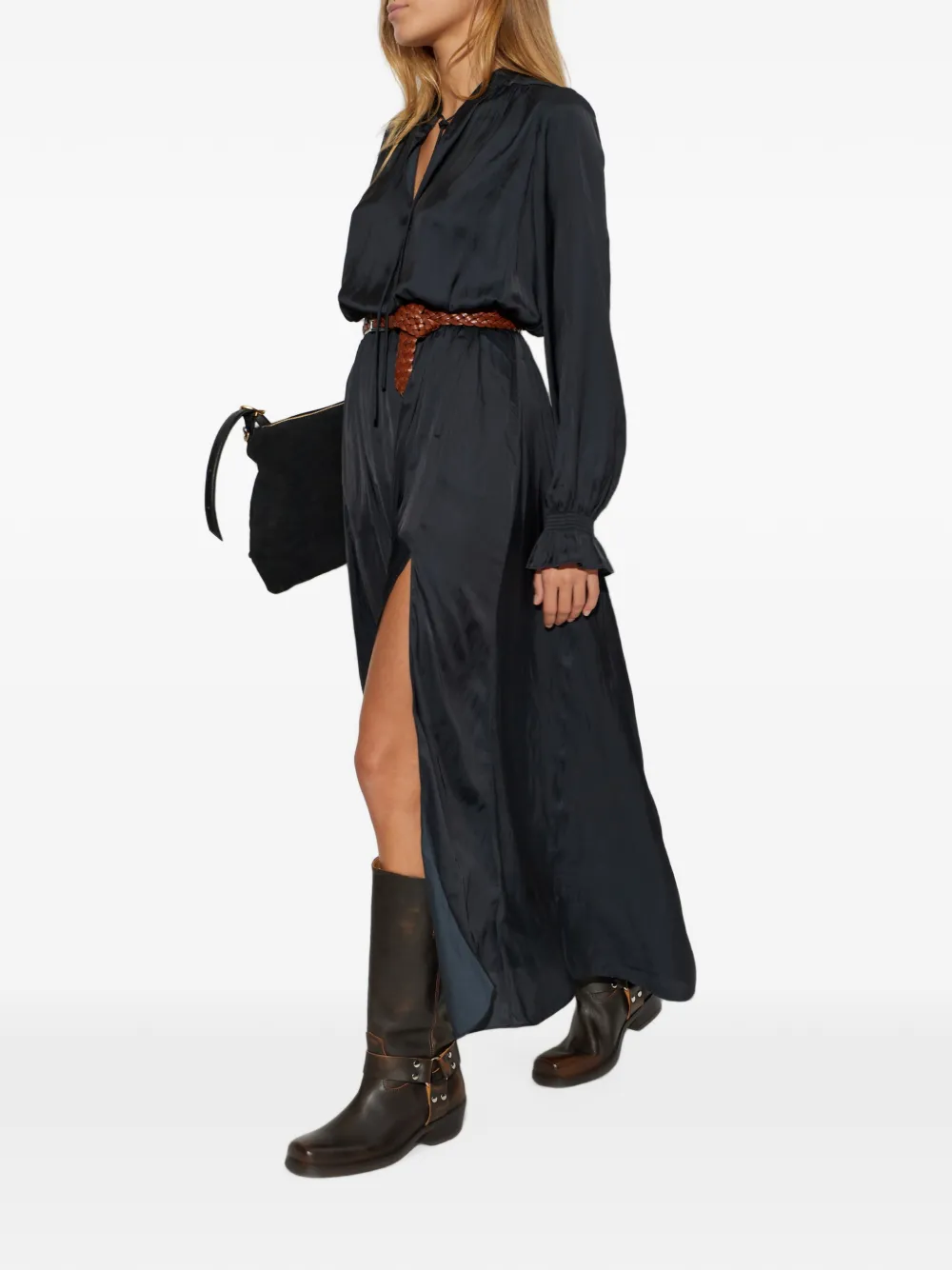 Zadig&Voltaire Rayado satin dress Zwart