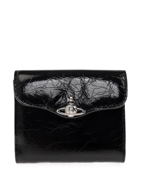 Vivienne Westwood Orb-plaque crinkled-leather Wallet | Black