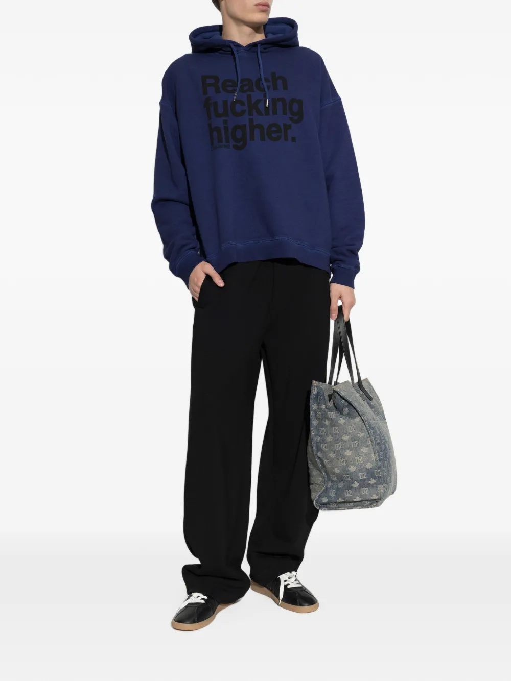 DSQUARED2 slogan-print hoodie Blauw