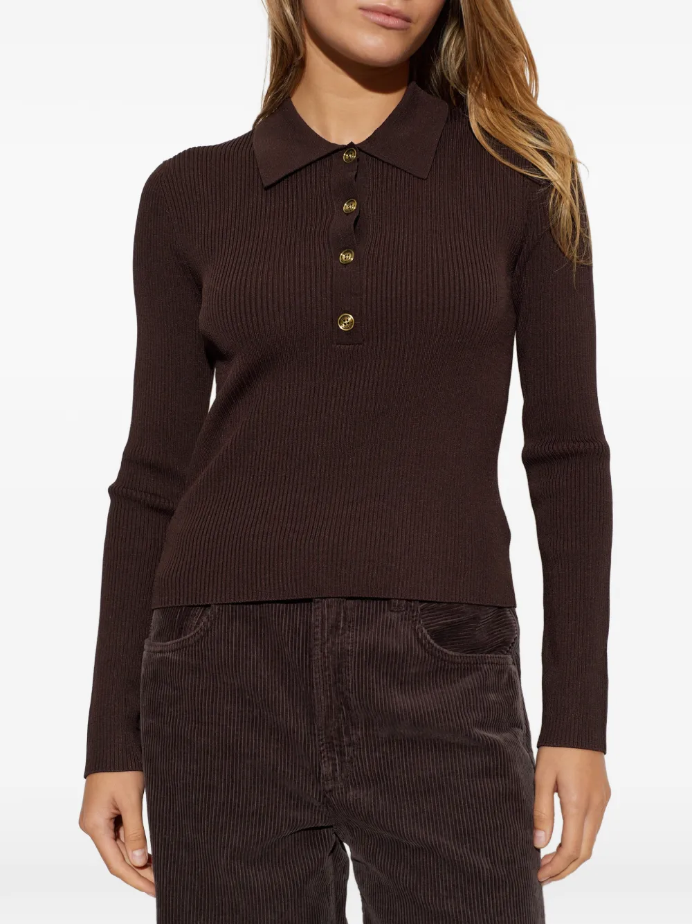 Michael Kors ribbed-knit polo shirt Bruin