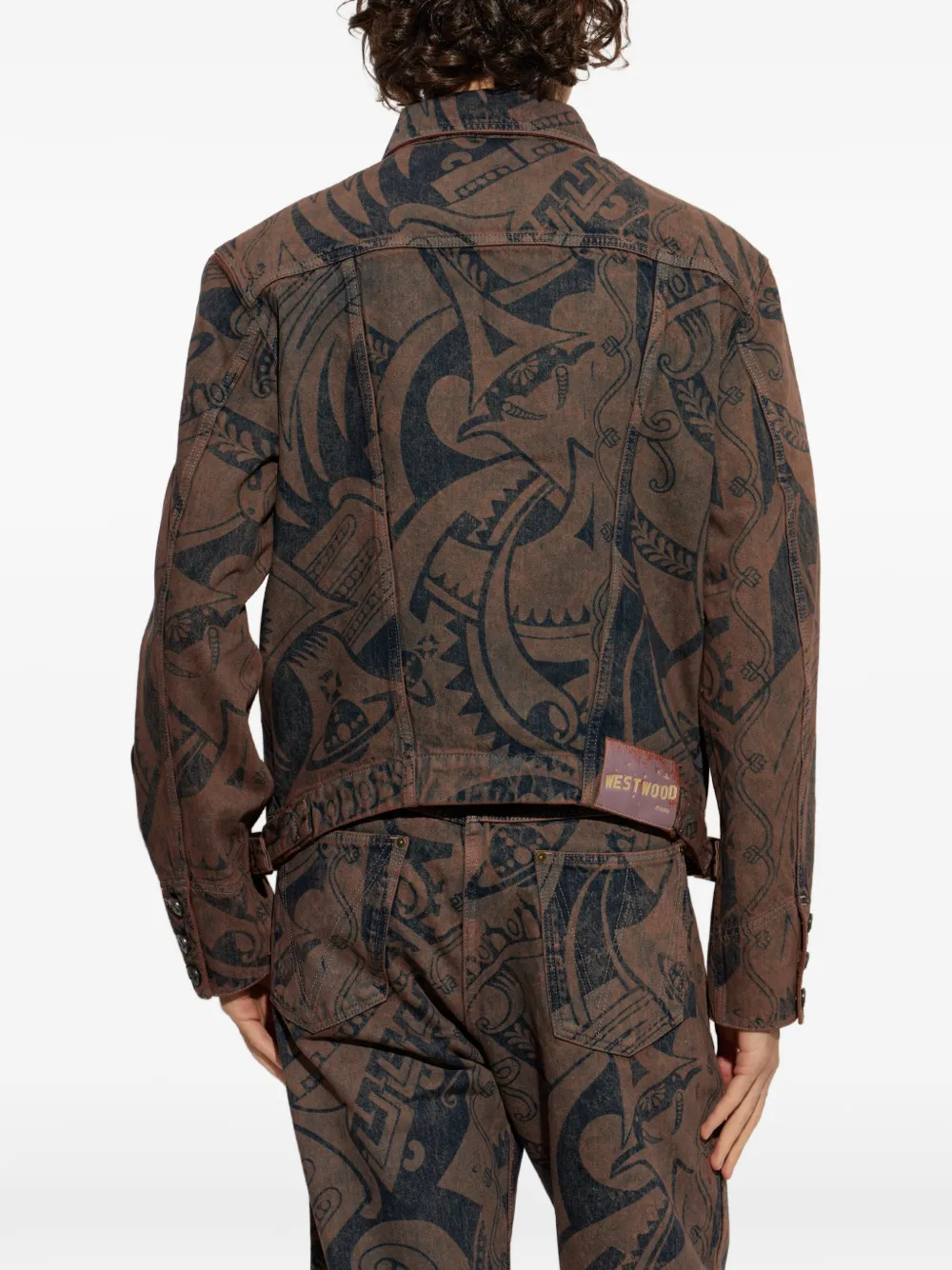 Vivienne Westwood Stormrider denim jack met grafische print Bruin