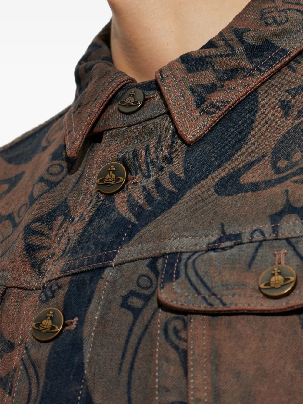 Vivienne Westwood Stormrider denim jack met grafische print Bruin