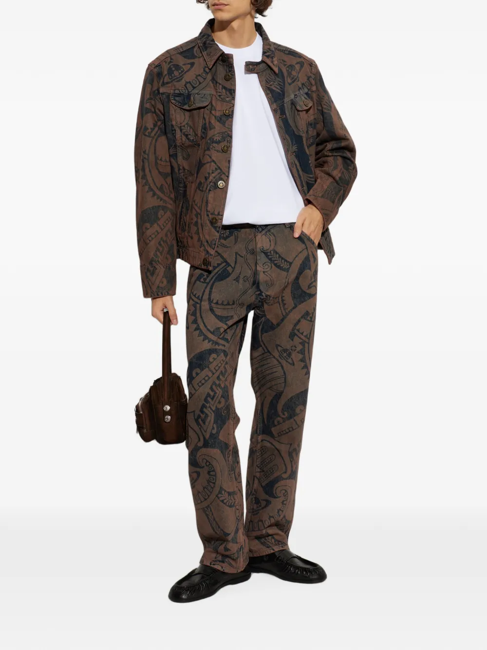 Vivienne Westwood Stormrider denim jack met grafische print Bruin