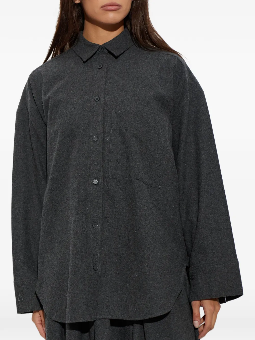 By Malene Birger Derris blouse van katoenen flanel Grijs