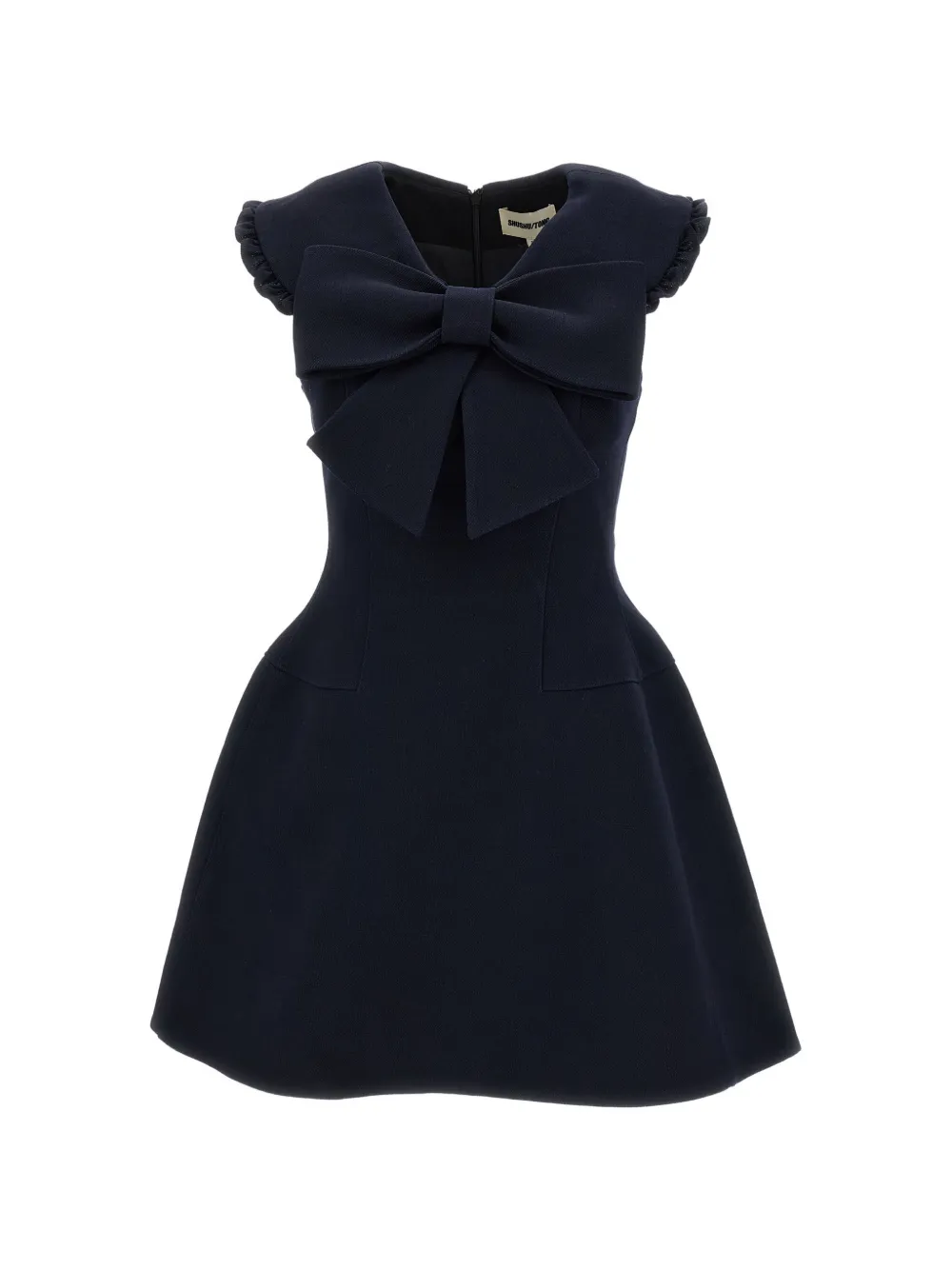 Shushu/Tong Bow-detail Ruffled-trim Dress in Blue