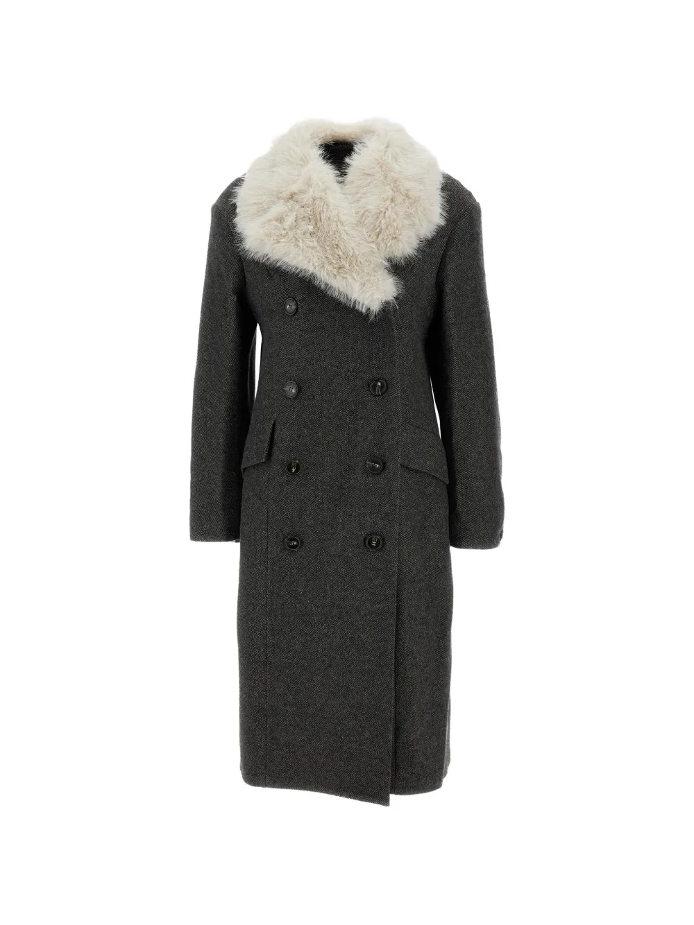 Simone Rocha faux-fur-collar double-breasted coat