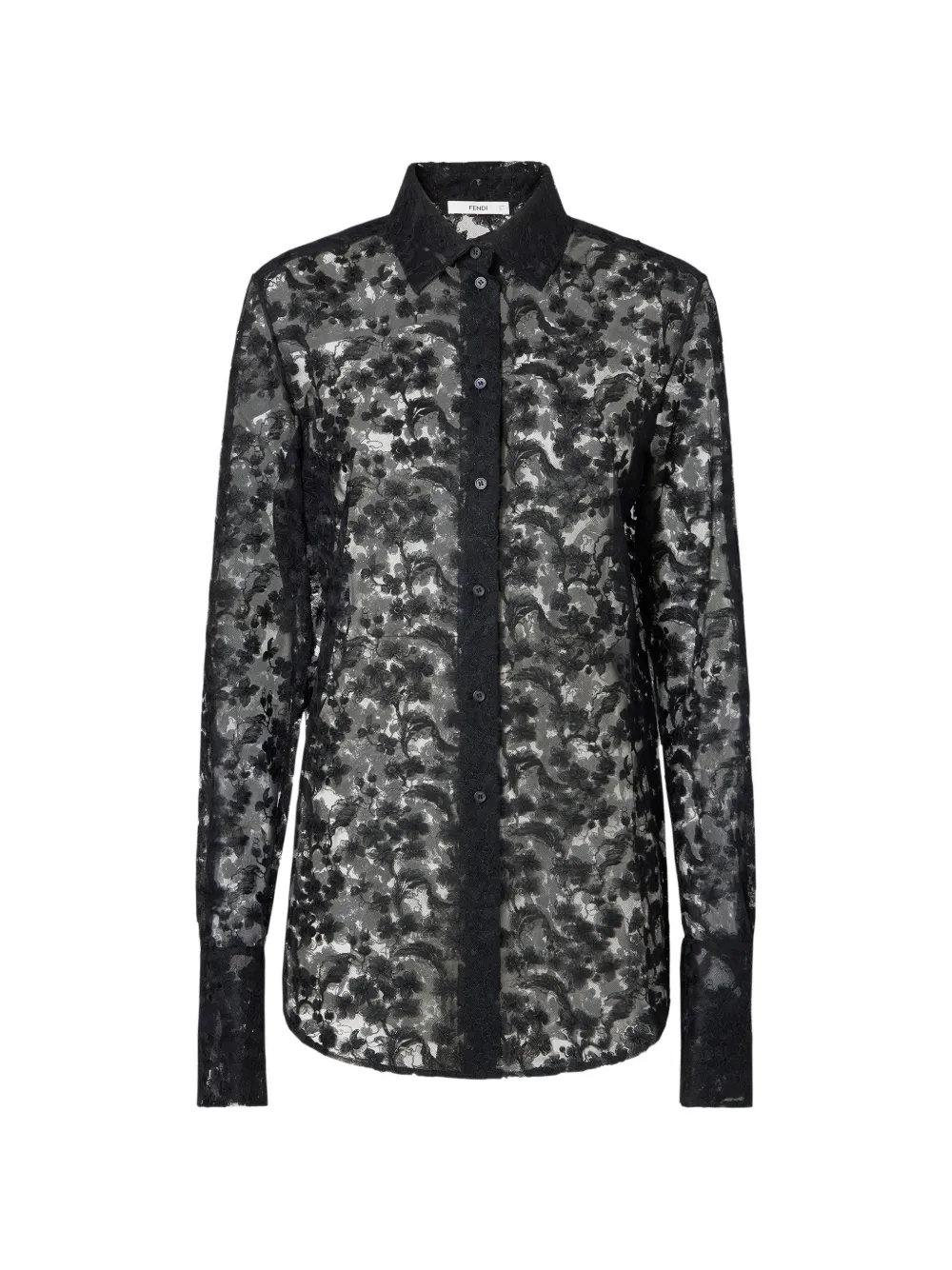 FENDI floral-lace shirt