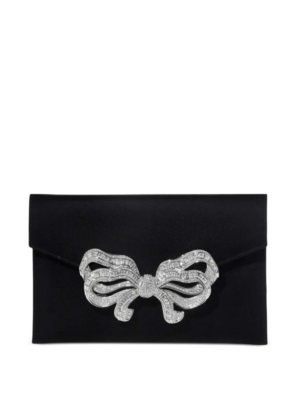 Judith Leiber crystal-embellished bow satin clutch bag - Nero