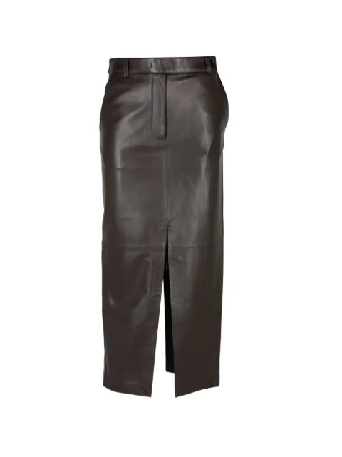 Co double-slit leather pencil long skirt
