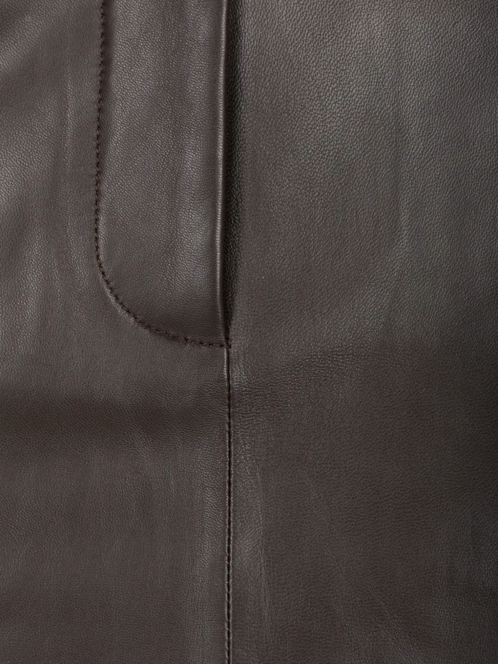 Co Double-slit Leather Pencil Long Skirt in Brown, view 3
