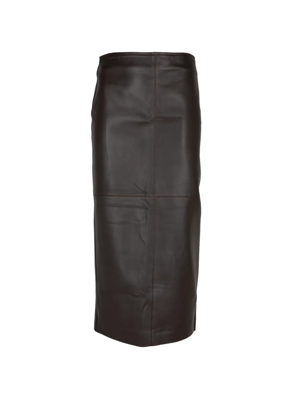 A.L.C. Marta Panelled Leather Midi Skirt in Brown