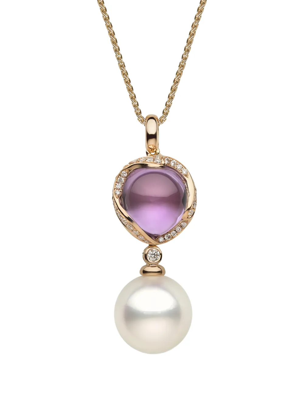 Yoko London freshwater pearl and amethyst necklace - Gold