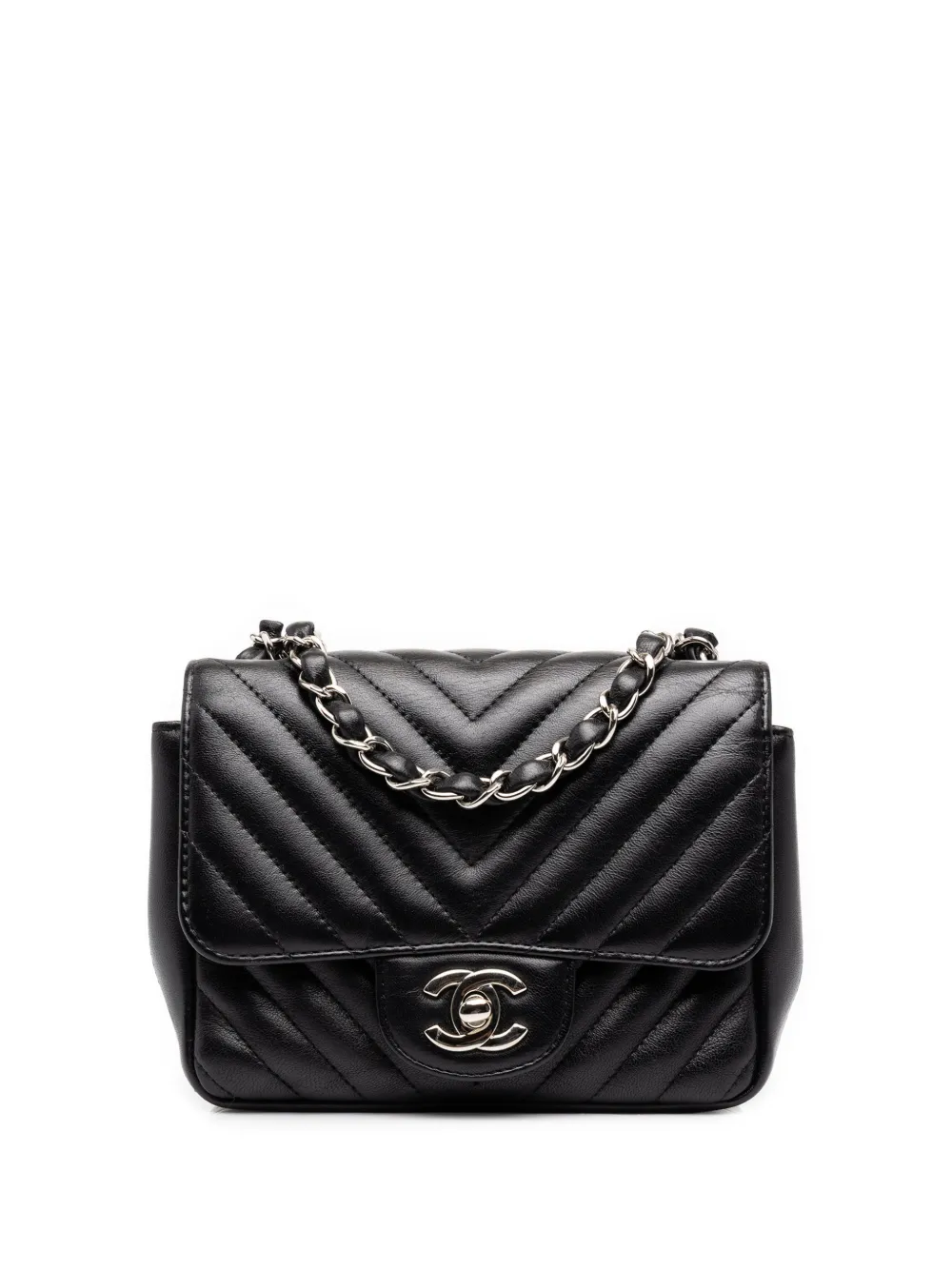 CHANEL Pre-Owned 2020 Mini Square Classic Chevron Lambskin Single Flap crossbody bag - Nero