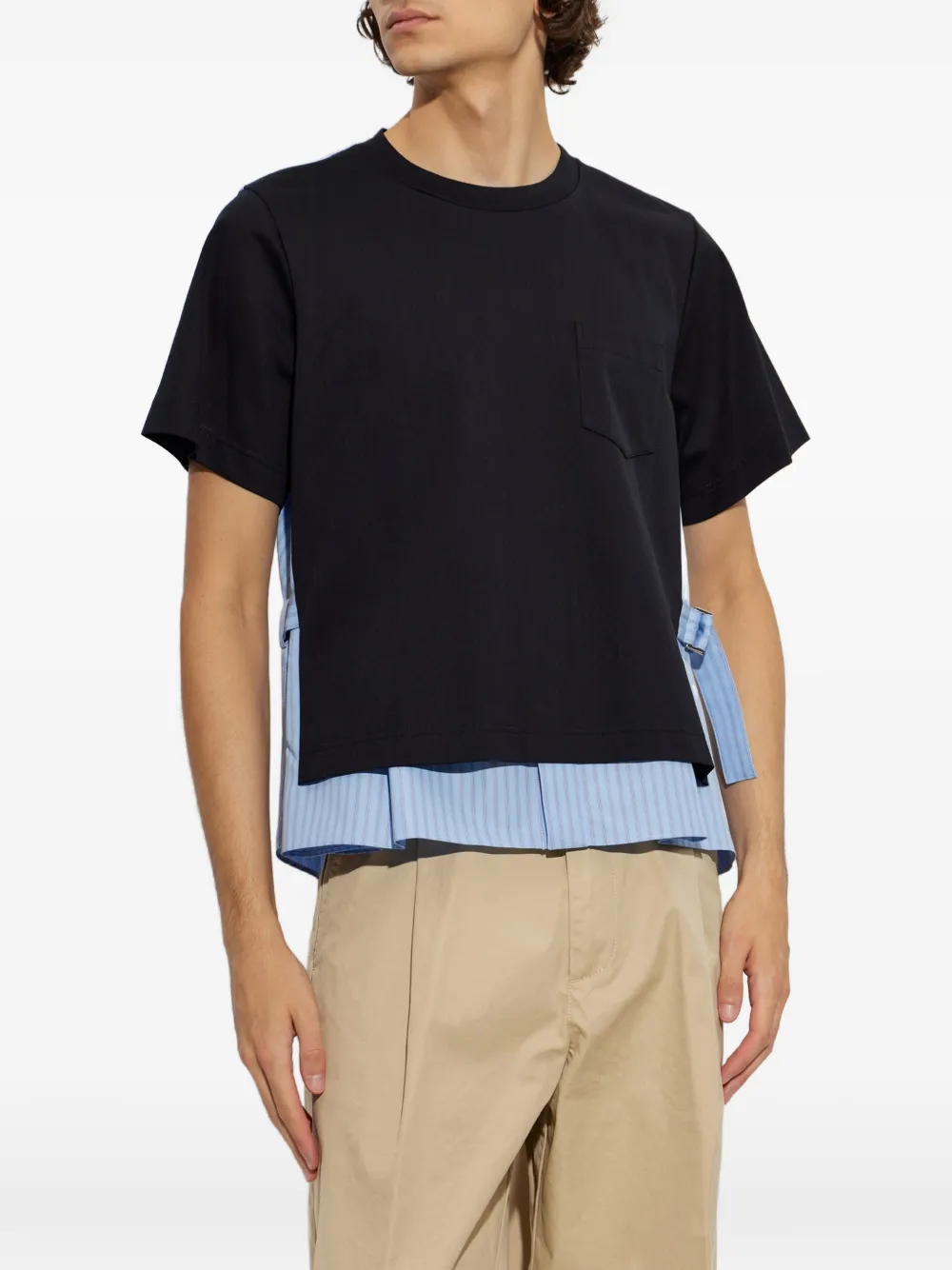 sacai T-shirt met borstzak en gelaagd vlak Zwart