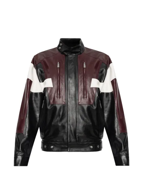 DSQUARED2 colour-block stand-collar leather jacket