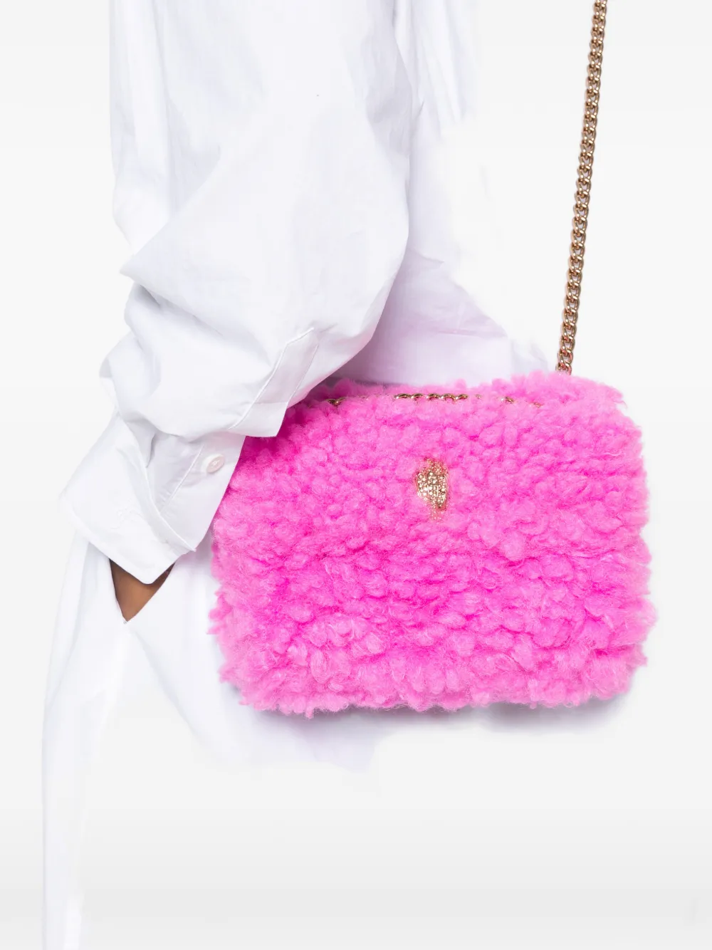 Kurt Geiger London Kensington mini-schoudertas van imitatielamswol Roze
