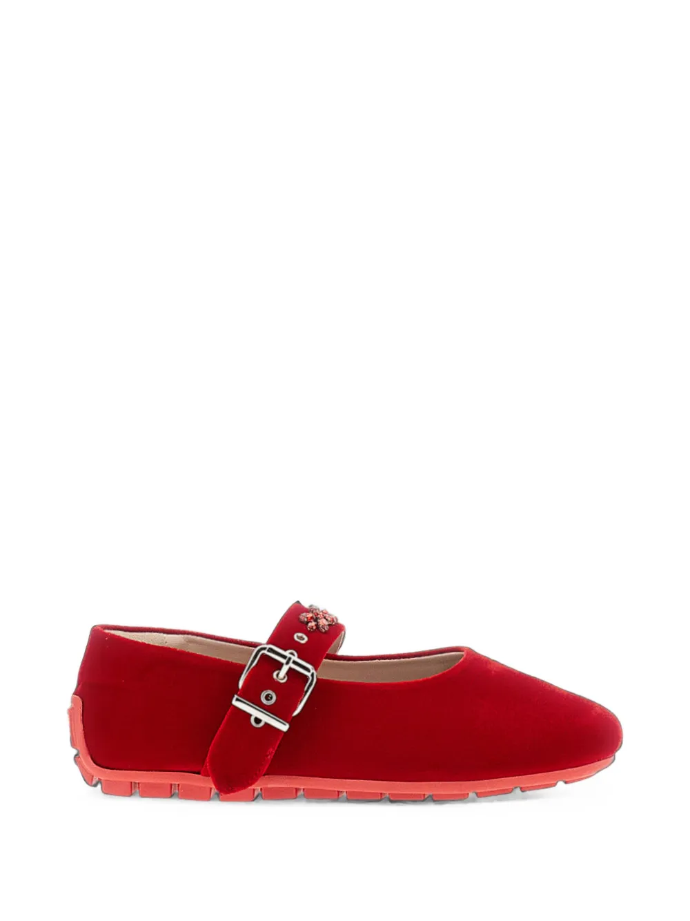 Simone Rocha crystal-embellished buckle-strap ballet flats - Rosso