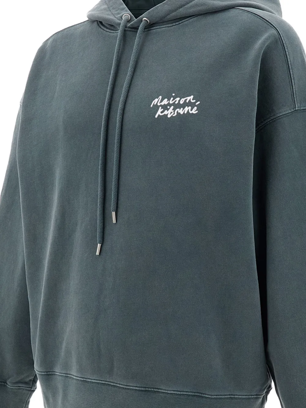 Maison Kitsuné logo-print drawstring hoodie Blauw
