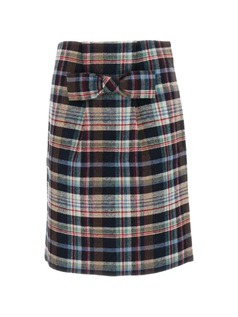 SHUSHU/TONG bow-detail checked midi skirt