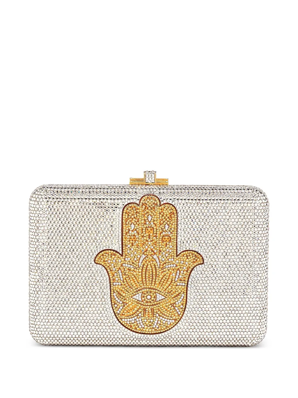 Judith Leiber Hamsa crystal-embellished clutch bag - Argento