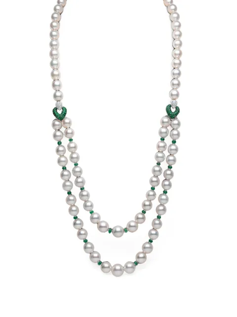 Yoko London South Sea pearl and emerald necklace
