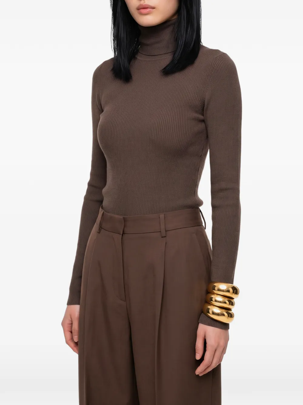 Max Mara Ribgebreide coltrui Bruin
