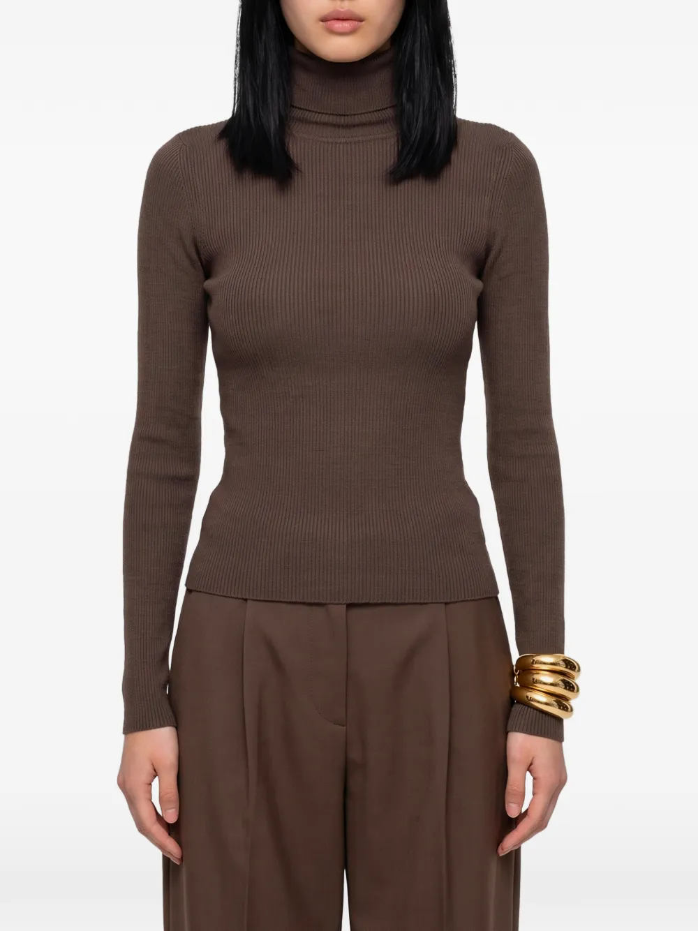 Max Mara ribbed-knit turtleneck sweater - Brown