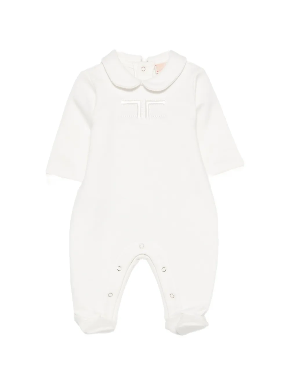 Elisabetta Franchi Kids Playsuit met Peter Pan-kraag en geborduurd logo Wit
